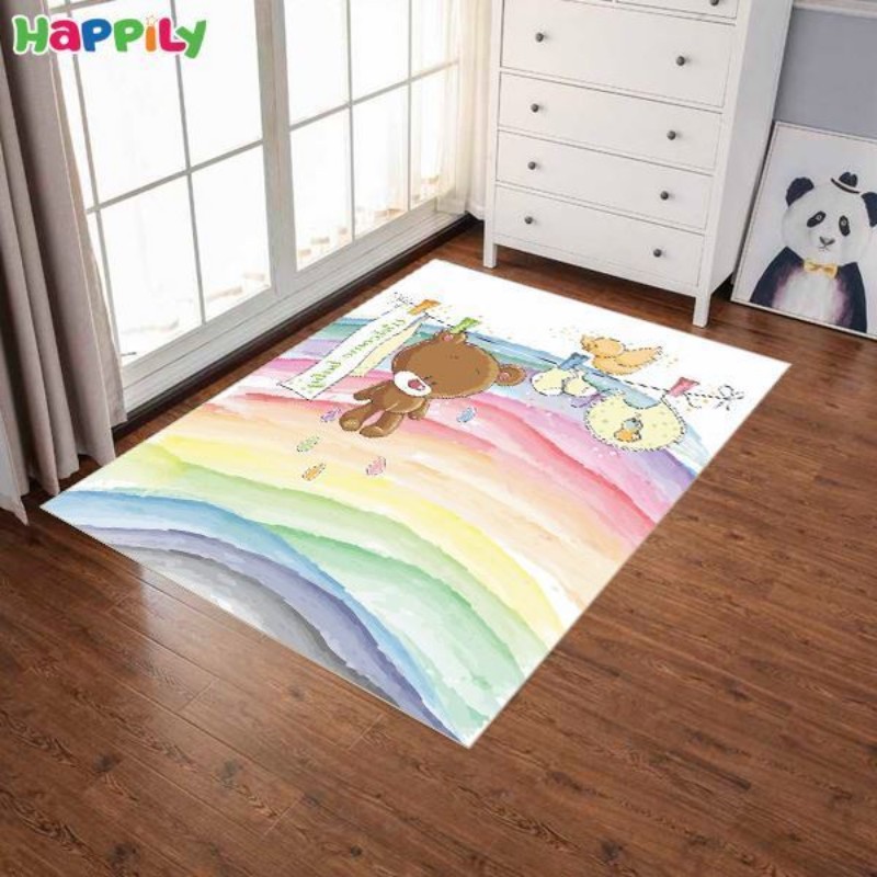 فرش اتاق کودک طرح خرس رنگین کمان  52303
