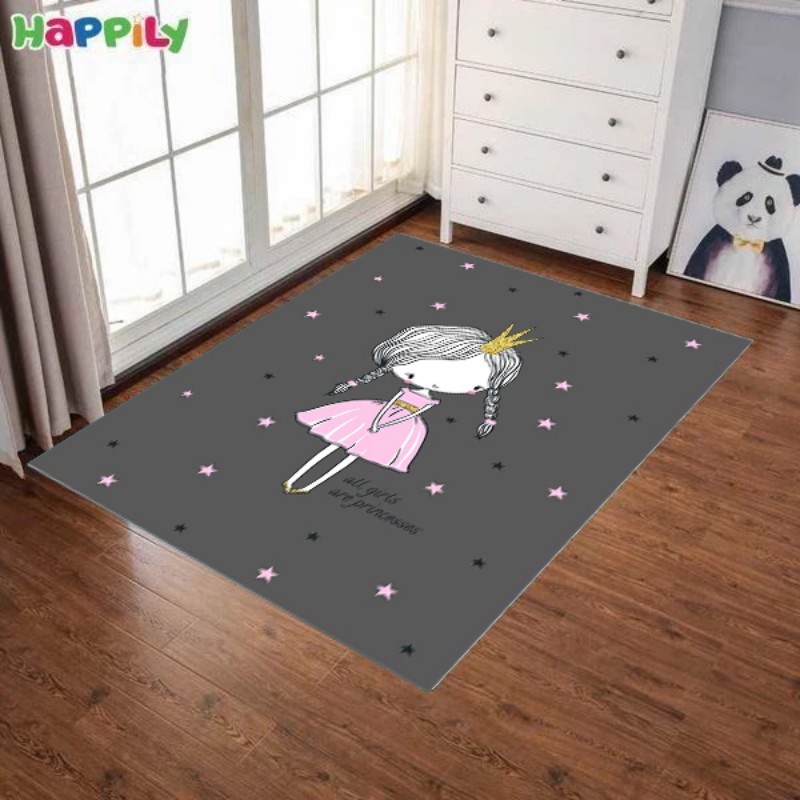 فرش اتاق کودک مدل دختر با لباس صورتی 52459
